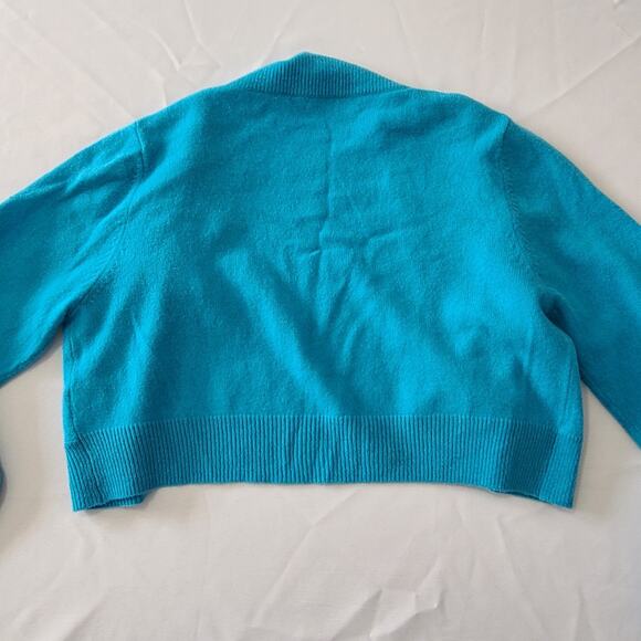 Womens Claudia Nichole 100% Cashmere Bolero Cardigan Blue Medium Coquette - Picture 4 of 10